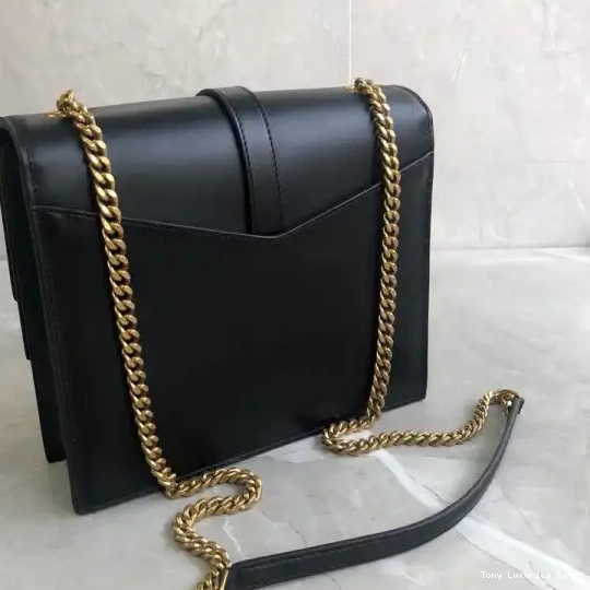 Tony Luxuries LEATHER YSL BURGUNDY BAG IN CHAIN MEDIUM SULPICE 0506